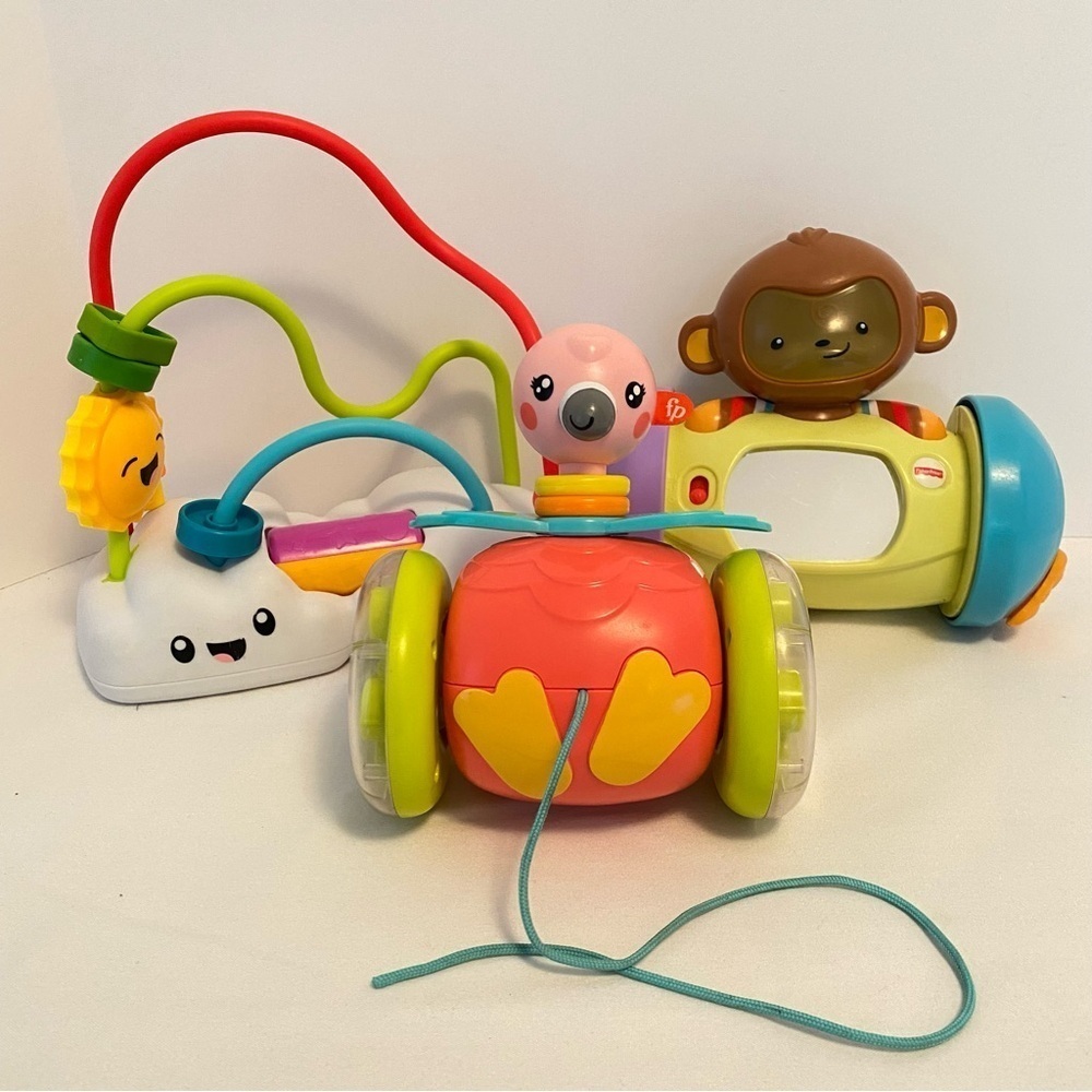 Fisher-Price Bead Maze/ Pull-Along Flamingo/ SnugaMonkey Infant Baby Toys